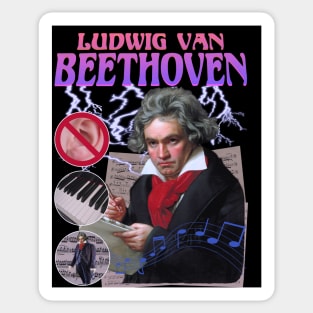 BEETHOVEN RAP TEE Ludwig Van Beethoven Cool Vintage Retro 90's Graphic Classical Composer Band T-Shirt Version 2 Sticker